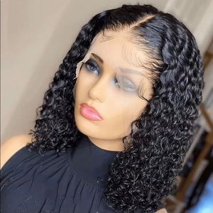 Curly virgin human lace wig